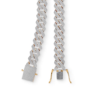 10K Gold 1 CT. T.W. Diamond Square Curb Link Chain Necklace - 22"