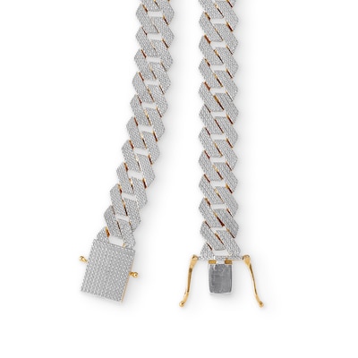 10K Gold 1 CT. T.W. Diamond Square Curb Link Chain Necklace - 22"