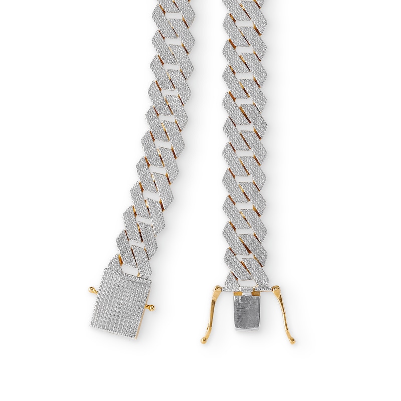 Main Image 2 of 10K Gold 1 CT. T.W. Diamond Square Curb Link Chain Necklace - 22"