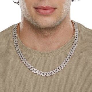 10K Gold 1 CT. T.W. Diamond Square Curb Link Chain Necklace - 22"