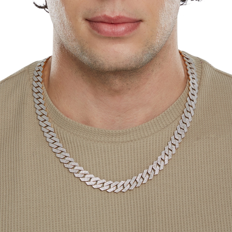 Main Image 4 of 10K Gold 1 CT. T.W. Diamond Square Curb Link Chain Necklace - 22"