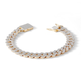 1 CT. T.W. Diamond Square Curb Link Chain Bracelet in 10K Gold - 8.5&quot;