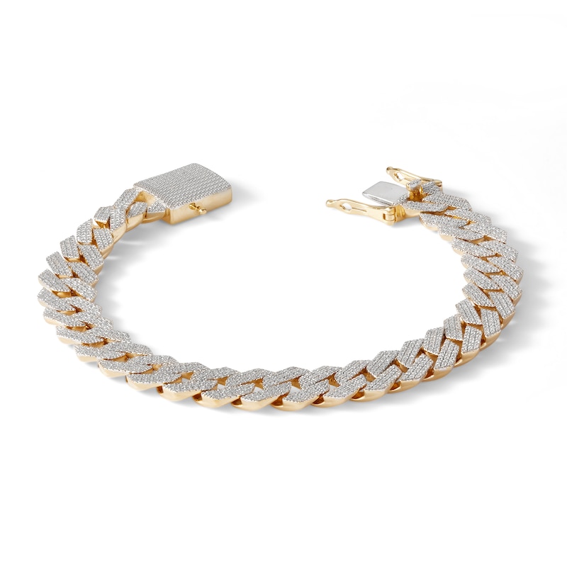 1 CT. T.W. Diamond Square Curb Link Chain Bracelet in 10K Gold - 8.5"