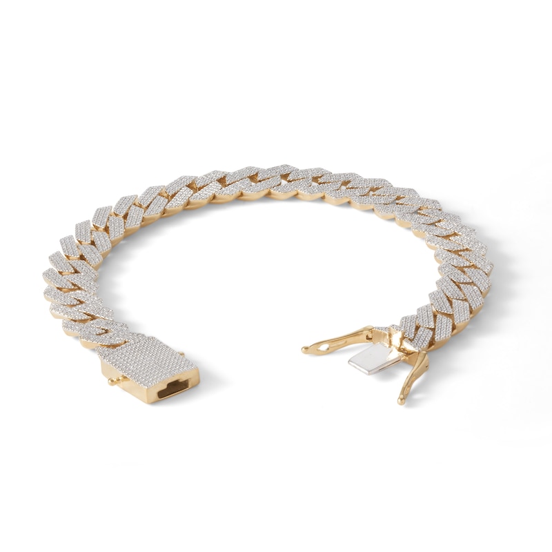 Main Image 2 of 1 CT. T.W. Diamond Square Curb Link Chain Bracelet in 10K Gold - 8.5"