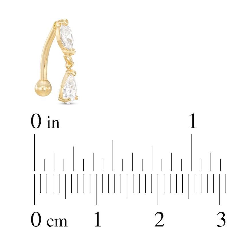 016 Gauge Cubic Zirconia Marquise Dangle Eyebrow Ring in 14K Gold - 5/16"
