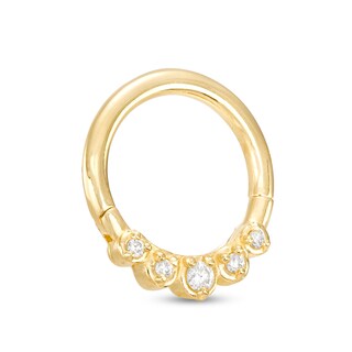 14K Gold Diamond Accent Hoop - 16G 5/16"