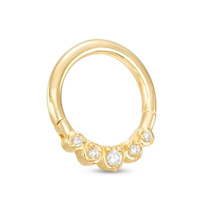 14K Gold Diamond Accent Hoop - 16G 5/16"