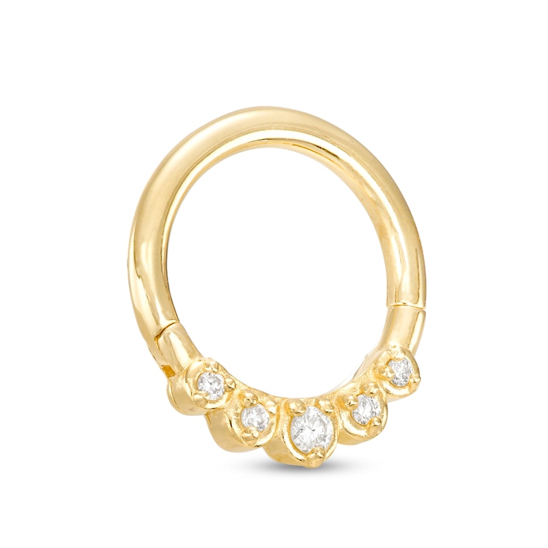 14K Gold Diamond Accent Hoop - 16G 3/8"