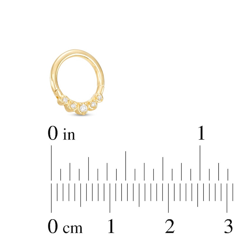 14K Gold Diamond Accent Hoop - 16G 3/8"