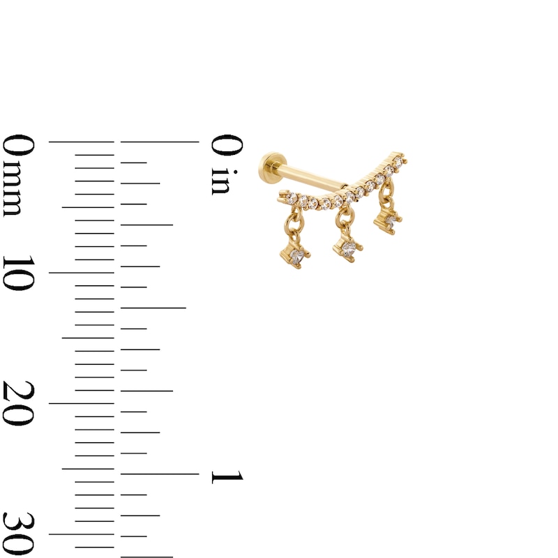 14K Gold CZ Dangle Crawler Stud - 18G 5/16