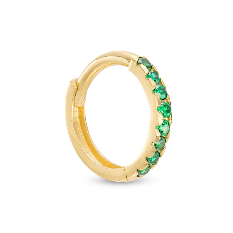 14K Gold Green CZ Hoop in 14K Gold - 3/8"