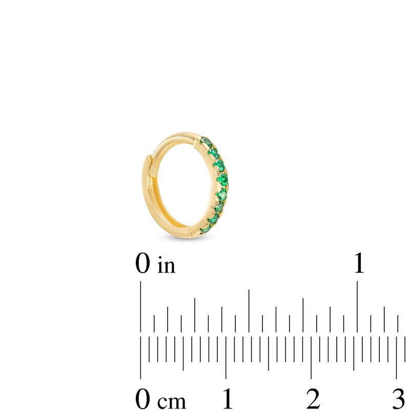 Main Image 2 of 14K Gold Green CZ Hoop in 14K Gold - 3/8"