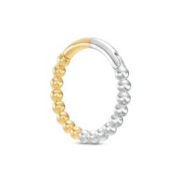 14K Gold Two-Tone Beaded Hoop - 16G 3/8&quot;