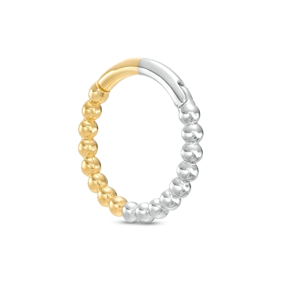 14K Gold Two-Tone Beaded Hoop - 16G 3/8"