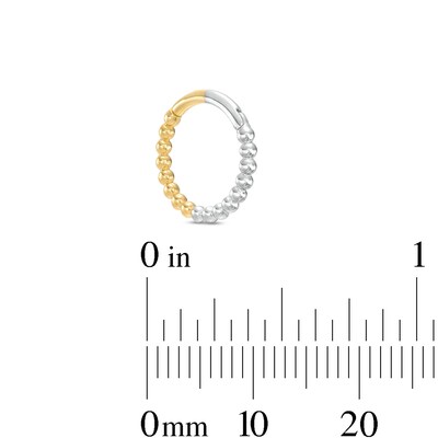 14K Gold Two-Tone Beaded Hoop - 16G 3/8"