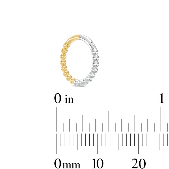 14K Gold Two-Tone Beaded Hoop - 16G 3/8"