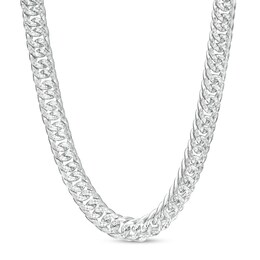Made in Italy 5.6mm Double Pavè Curb Chain Necklace in Solid Sterling Silver - 22&quot;