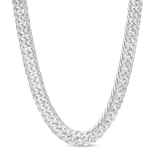 Made in Italy 5.6mm Double Pavè Curb Chain Necklace in Solid Sterling Silver - 22"