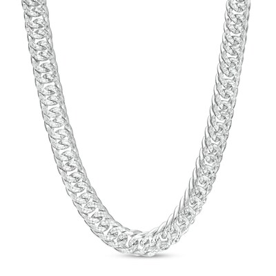 Made in Italy 5.6mm Double Pavè Curb Chain Necklace in Solid Sterling Silver - 22"