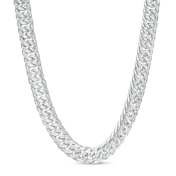 Made in Italy 5.6mm Double Pavè Curb Chain Necklace in Solid Sterling Silver - 22"
