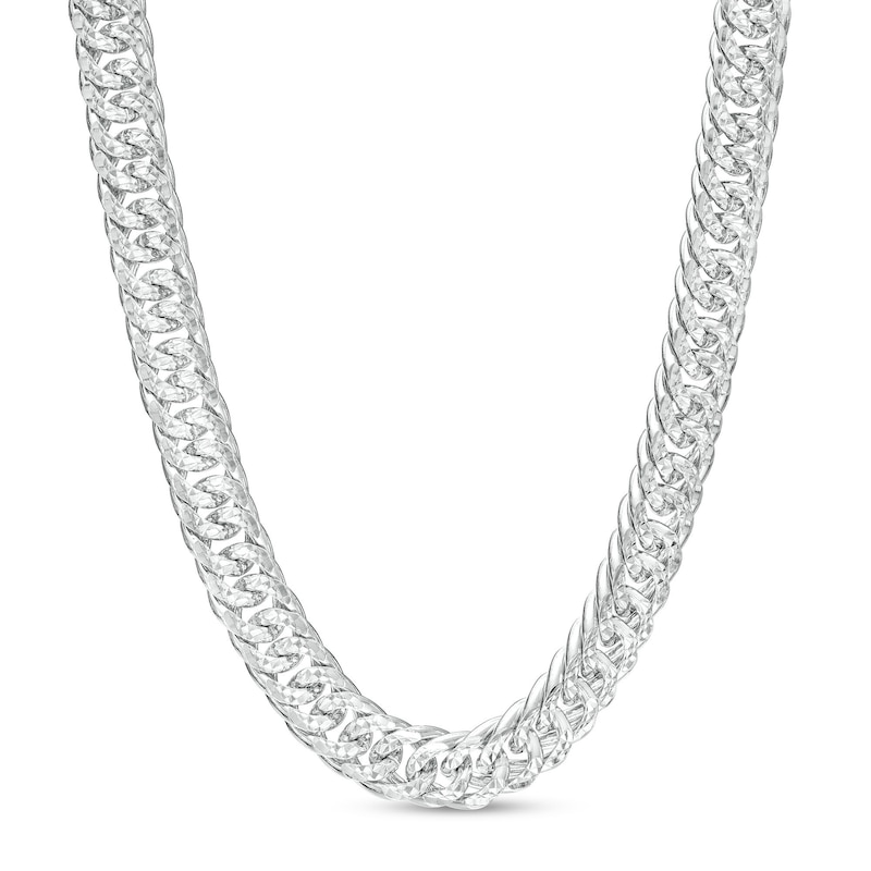 Made in Italy 5.6mm Double Pavè Curb Chain Necklace in Solid Sterling Silver - 22"