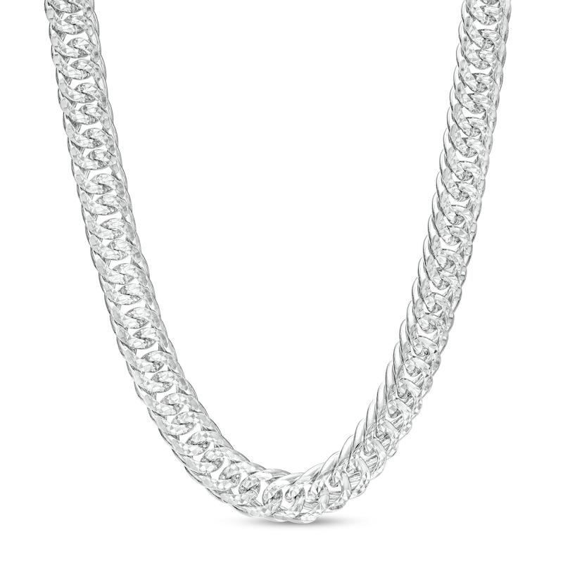 Made in Italy 5.6mm Double Pavè Curb Chain Necklace in Solid Sterling Silver - 22"
