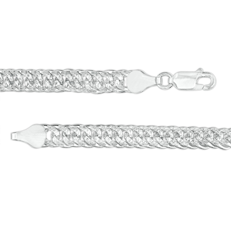 Made in Italy 5.6mm Double Pavè Curb Chain Necklace in Solid Sterling Silver - 22"
