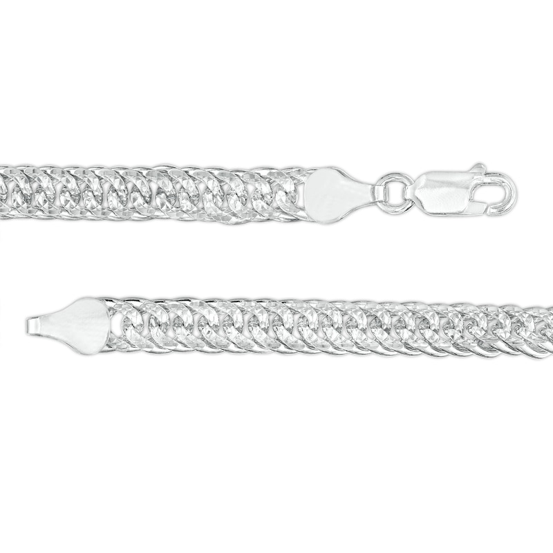 Main Image 2 of Made in Italy 5.6mm Double Pavè Curb Chain Necklace in Solid Sterling Silver - 22"