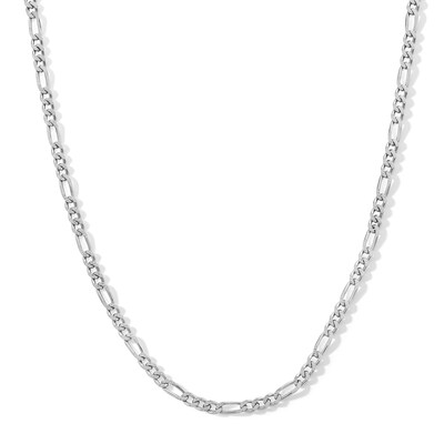 Sterling Silver Diamond-Cut Pavé Figaro Chain Made in Italy - 18"