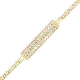 3.15mm Two-Tone Precious Curb Chain ID Bracelet in 10K Gold - 7.5&quot;