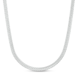 Made in Italy 4mm Herringbone Chain Necklace in Solid Sterling Silver - 18&quot;