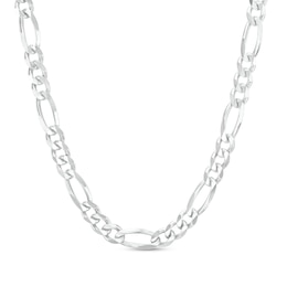 Made in Italy 6.5mm Diamond-Cut Figaro Chain Necklace in Solid Sterling Silver - 20&quot;