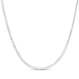 Made in Italy 2mm Diamond-Cut Flat Serpentina Chain Necklace in Solid Sterling Silver - 18&quot;