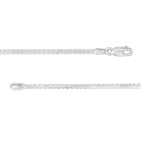 Sterling Silver Diamond-Cut Flat Serpentine Chain Made in Italy - 18"