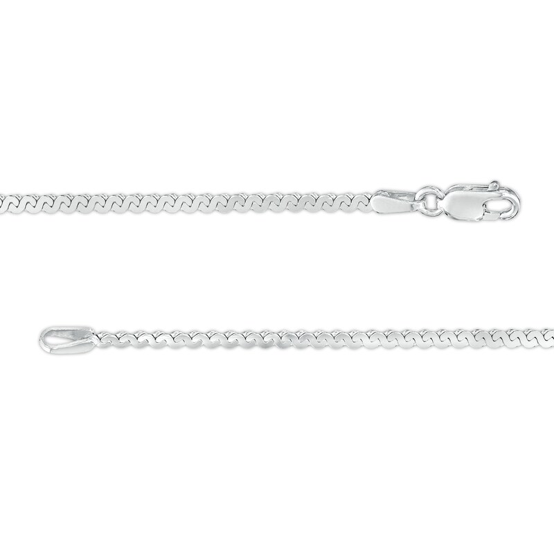 Main Image 2 of Sterling Silver Diamond-Cut Flat Serpentine Chain Made in Italy - 18"