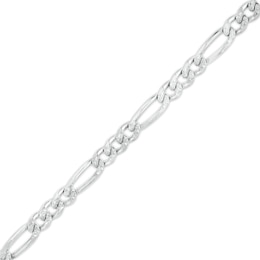 Made in Italy 4.3mm Diamond-Cut Pavé Figaro Chain Bracelet in Solid Sterling Silver - 7.5&quot;
