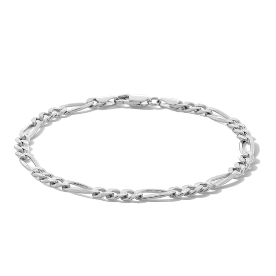 Made in Italy 4.3mm Diamond-Cut Pavé Figaro Chain Bracelet in Solid Sterling Silver - 7.5"