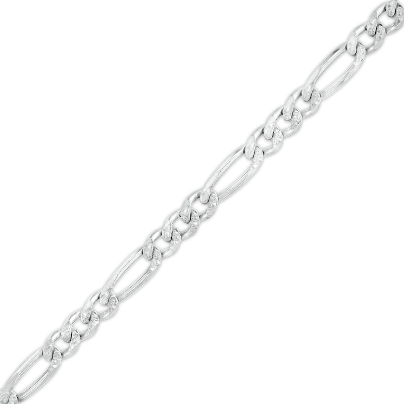 Made in Italy 4.3mm Diamond-Cut Pavé Figaro Chain Bracelet in Solid Sterling Silver - 7.5"