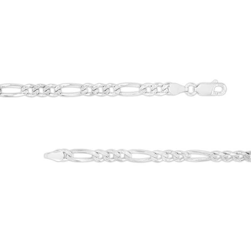 Made in Italy 4.3mm Diamond-Cut Pavé Figaro Chain Bracelet in Solid Sterling Silver - 7.5"