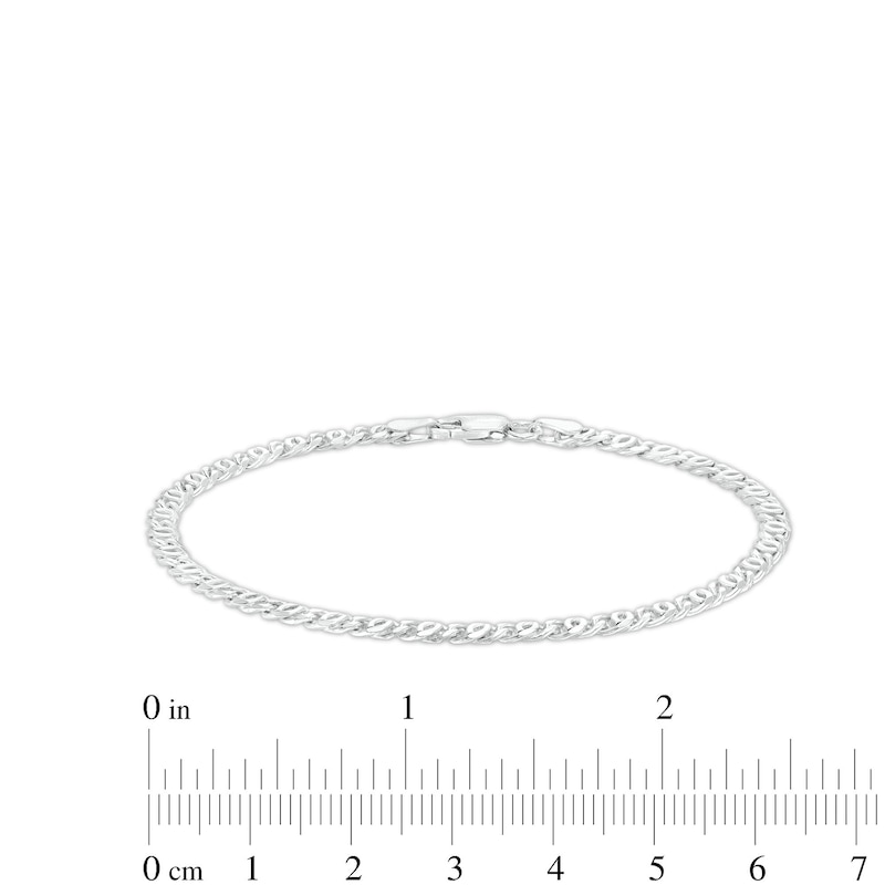 Main Image 2 of Made in Italy 3.4mm Diamond-Cut Double Mariner Chain Bracelet in Solid Sterling Silver - 7.5"