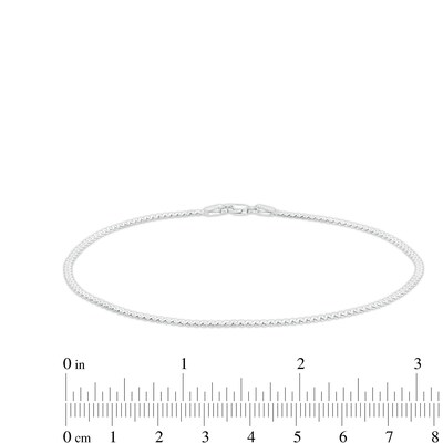 Made in Italy 2mm Diamond-Cut Flat Serpentine Chain Anklet in Solid Sterling Silver - 10"