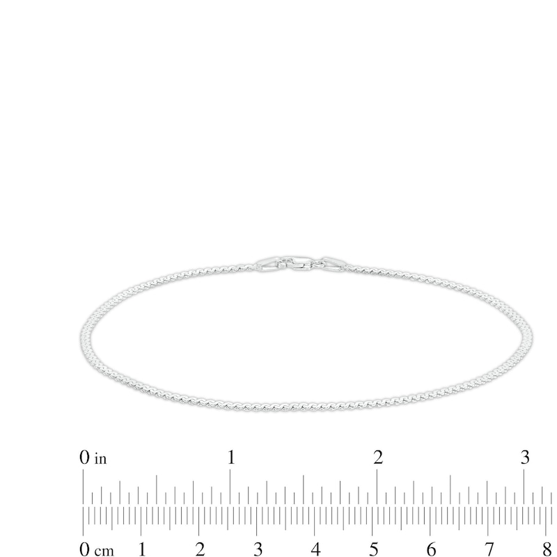 Main Image 2 of Made in Italy 2mm Diamond-Cut Flat Serpentine Chain Anklet in Solid Sterling Silver - 10"