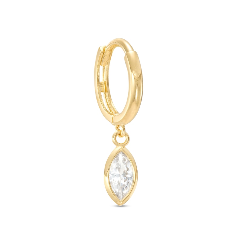 Main Image 1 of 14K Gold CZ Marquise Dangle Hoop - 18G 5/16"