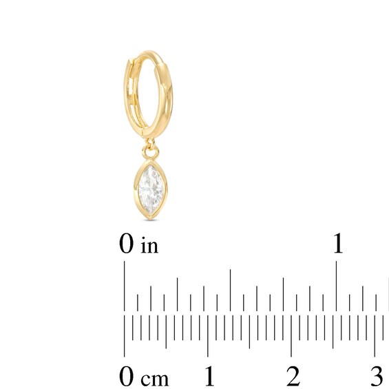 14K Gold CZ Marquise Dangle Hoop - 18G 5/16"