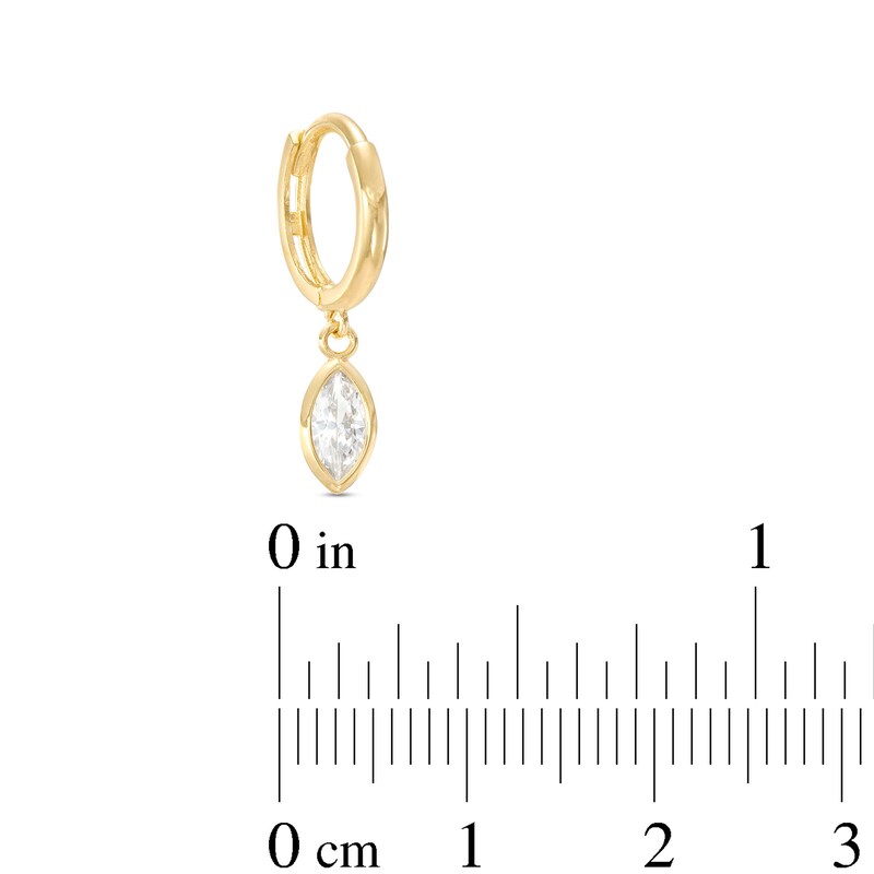 14K Gold CZ Marquise Dangle Hoop - 18G 5/16"