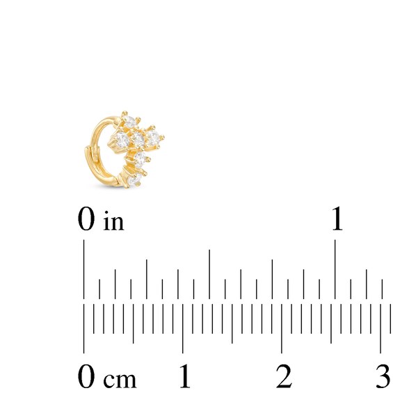 14K Gold CZ Cross Hoop - 18G 1/4"