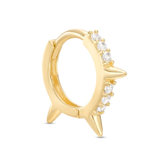 14K Gold CZ Spike Hoop - 18G 5/16"