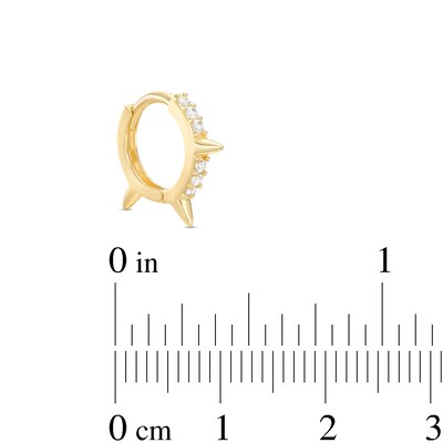 14K Gold CZ Spike Hoop - 18G 5/16"