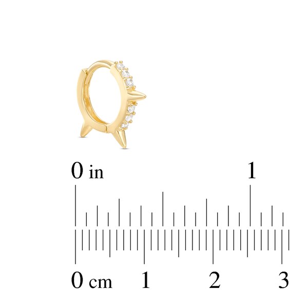 14K Gold CZ Spike Hoop - 18G 5/16"