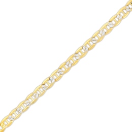 3.4mm Diamond-Cut Pavé Mariner Chain Bracelet in 10K Semi-Solid Gold - 7.5&quot;